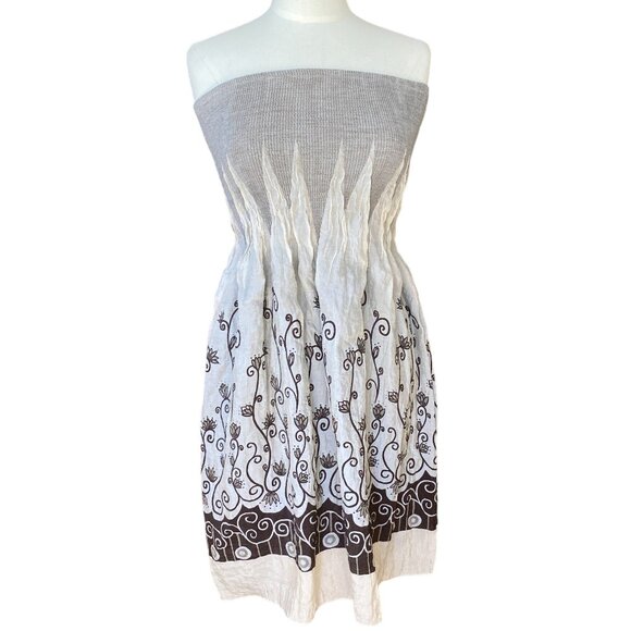 Lapis Dresses & Skirts - Lapis Smocked Tube Dress Sz OS Embroider Strapless Metallic Boho Y2K Dark Fairy